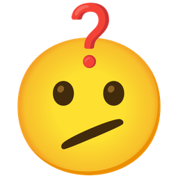 Face with diagonal mouth and Red question mark