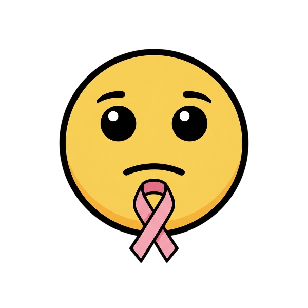 Face with diagonal mouth and Reminder ribbon