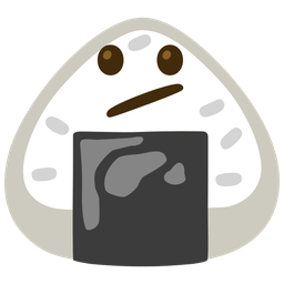 Face with diagonal mouth and Rice ball