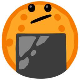 Face with diagonal mouth and Rice cracker