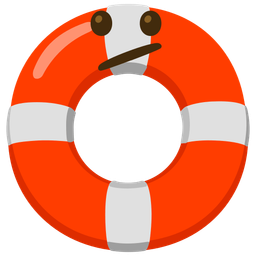 Face with diagonal mouth and Ring buoy