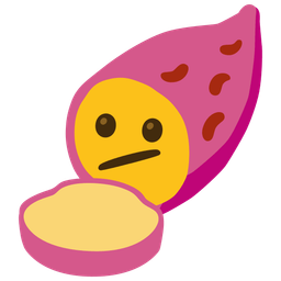 Face with diagonal mouth and Roasted sweet potato