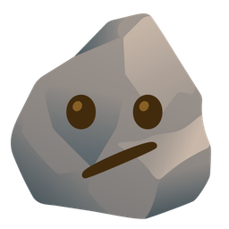 Face with diagonal mouth and Rock