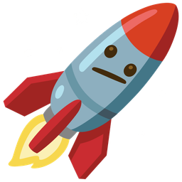 Face with diagonal mouth and Rocket