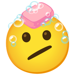 Face with diagonal mouth and Soap