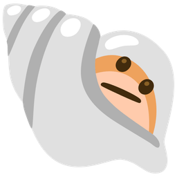 Face with diagonal mouth and Spiral shell