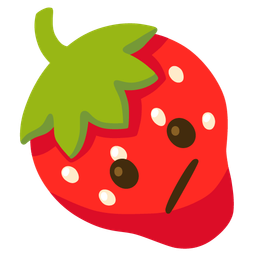 Face with diagonal mouth and Strawberry