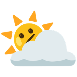 Face with diagonal mouth and Sun behind cloud