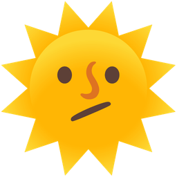 Face with diagonal mouth and Sun with face