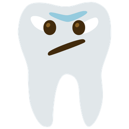 Face with diagonal mouth and Tooth