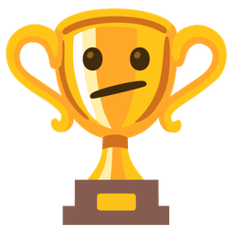 Face with diagonal mouth and Trophy