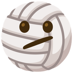 Face with diagonal mouth and Volleyball