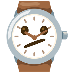 Face with diagonal mouth and Watch