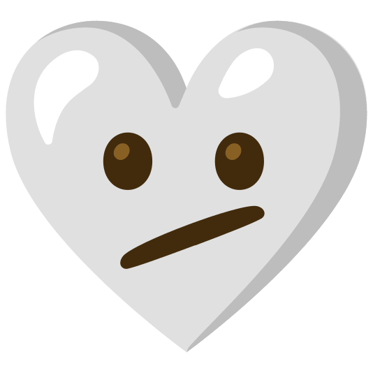 Face with diagonal mouth and White heart