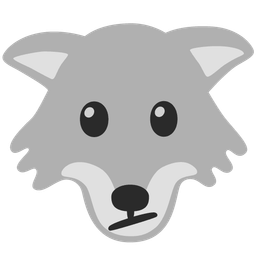 Face with diagonal mouth and Wolf