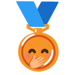 face with hand over mouth and 3rd place medal