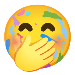 face with hand over mouth and artist palette