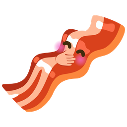 face with hand over mouth and bacon