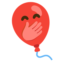 face with hand over mouth and balloon