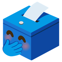 face with hand over mouth and ballot box with ballot