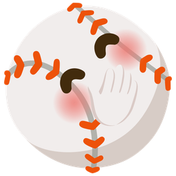 face with hand over mouth and baseball