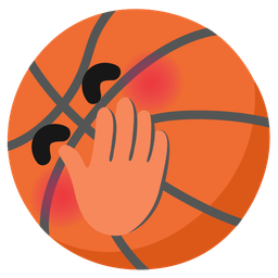 face with hand over mouth and basketball