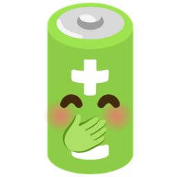 face with hand over mouth and battery