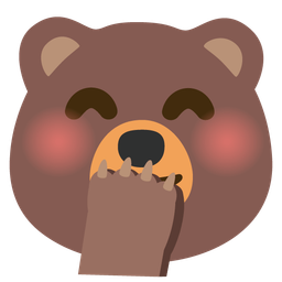 face with hand over mouth and bear