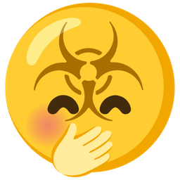 face with hand over mouth and biohazard