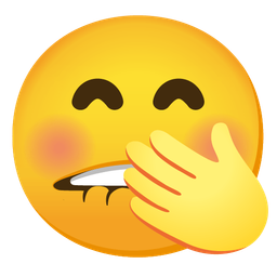 face with hand over mouth and biting lip