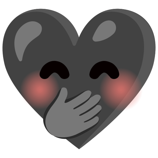 Face with hand over mouth and Black heart