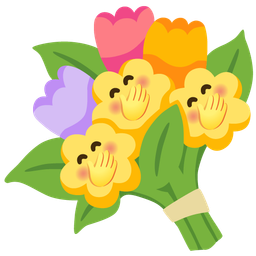 face with hand over mouth and bouquet