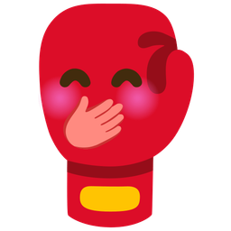 face with hand over mouth and boxing glove