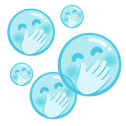face with hand over mouth and bubbles