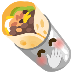 face with hand over mouth and burrito