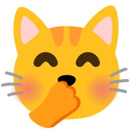 face with hand over mouth and cat face