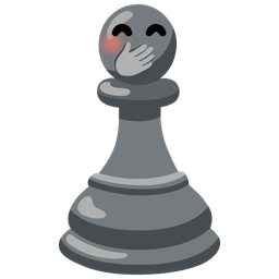 face with hand over mouth and chess pawn