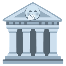 face with hand over mouth and classical building