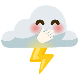 face with hand over mouth and cloud with lightning