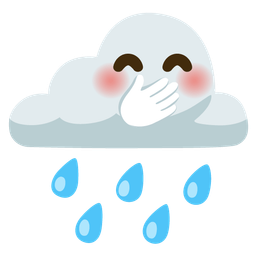 face with hand over mouth and cloud with rain