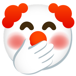 face with hand over mouth and clown face