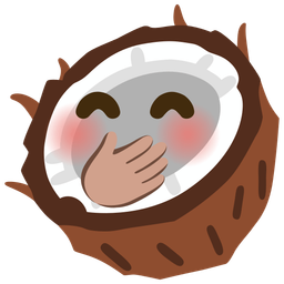 face with hand over mouth and coconut