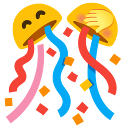 face with hand over mouth and confetti ball