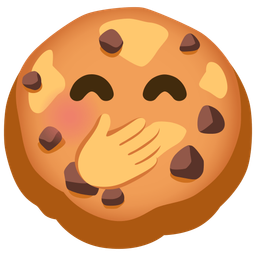 face with hand over mouth and cookie