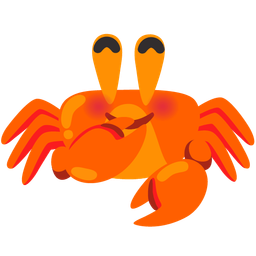 face with hand over mouth and crab