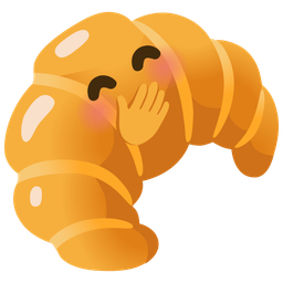 face with hand over mouth and croissant