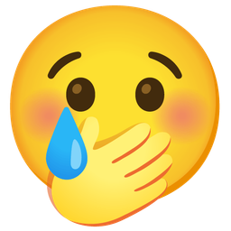 face with hand over mouth and crying face