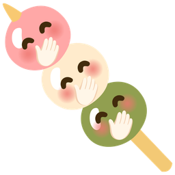 face with hand over mouth and dango