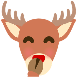 face with hand over mouth and deer