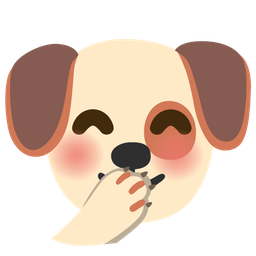 face with hand over mouth and dog face